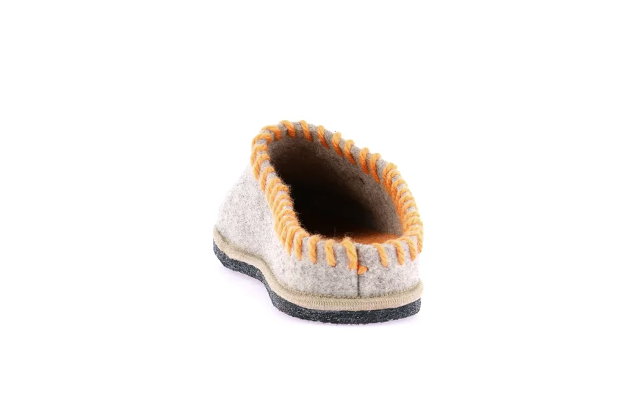 Felt slipper with contrasting threads CI2937 - SABBIA-MATTONE | Grünland