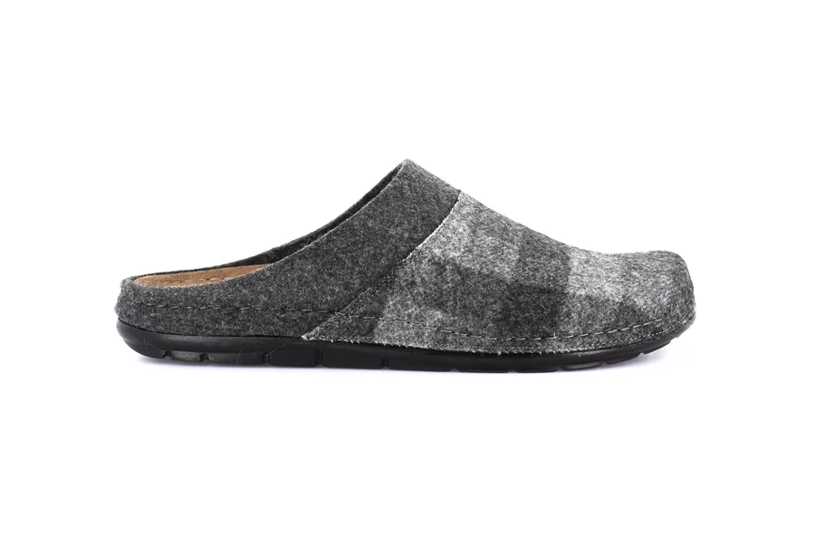 Men's slipper with check pattern | SIRU CI2959 - BLACK | Grünland