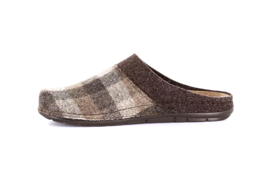 Men's slipper with check pattern | SIRU CI2959 - TESTA DI MORO | Grünland