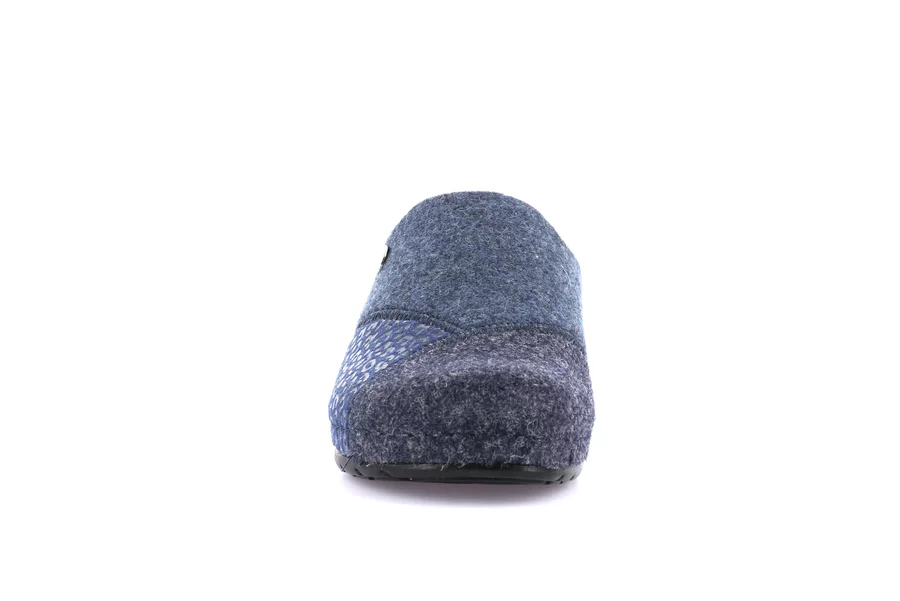 Recycled wool slipper with wedge | PRAU CI2966 - BLU-MULTI | Grünland