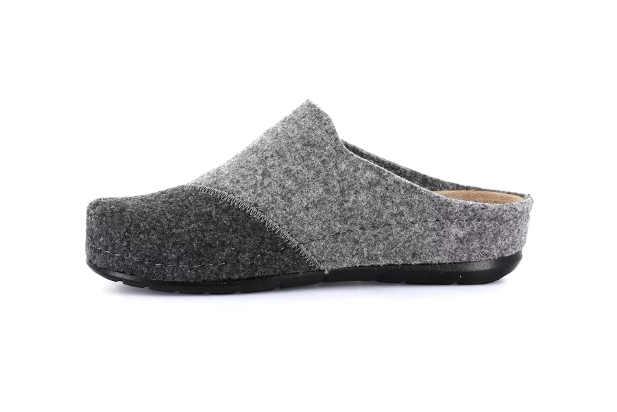 Recycled wool slipper with wedge | PRAU CI2966 - GRIGIO-MULTI | Grünland