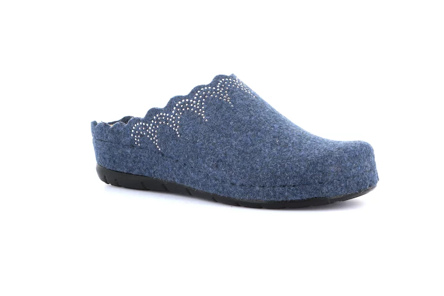 Recycled wool slipper with wedge | PRAU CI2967 - BLUE | Grünland