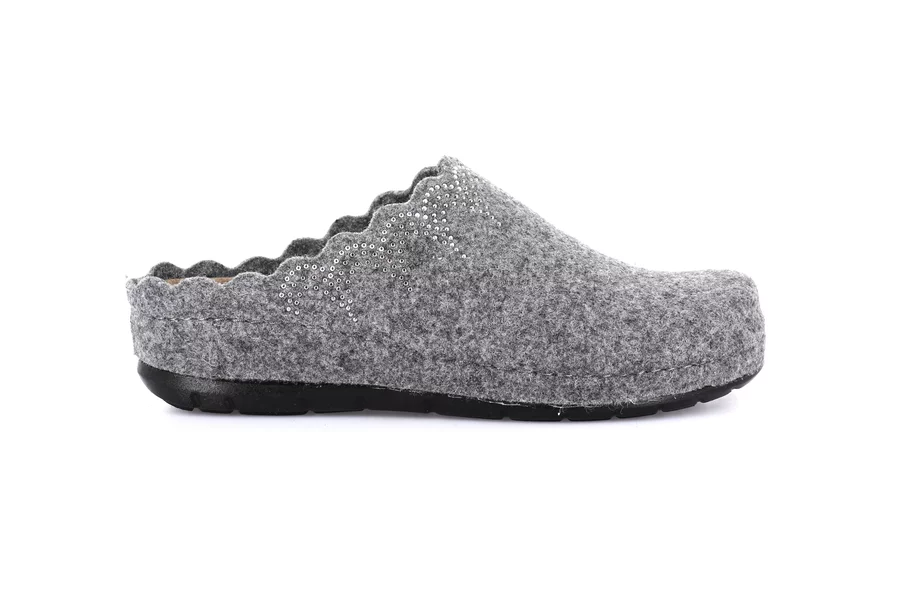 Recycled wool slipper with wedge | PRAU CI2967 - GREY | Grünland