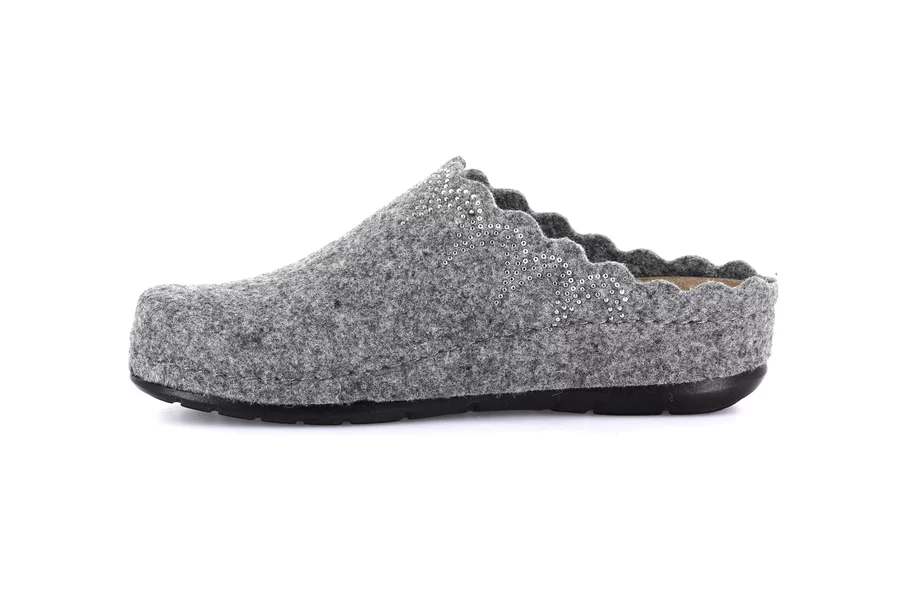 Recycled wool slipper with wedge | PRAU CI2967 - GREY | Grünland