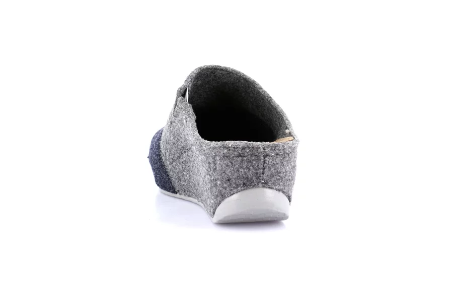 Recycled wool slipper with wedge | RAPY CI2969 - GRIGIO-NAVY | Grünland