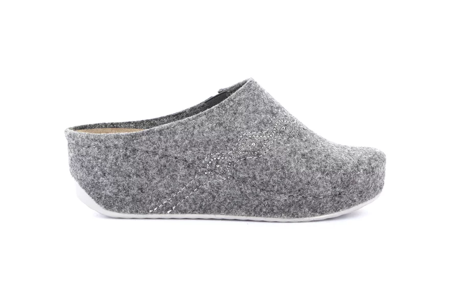 Recycled wool slipper with wedge | RAPY CI2970 - GREY | Grünland