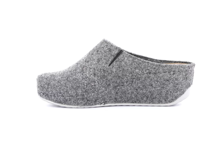 Recycled wool slipper with wedge | RAPY CI2970 - GREY | Grünland