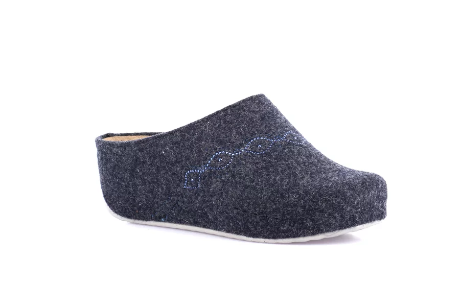 Recycled wool slipper with wedge | RAPY CI2970 - NAVY | Grünland