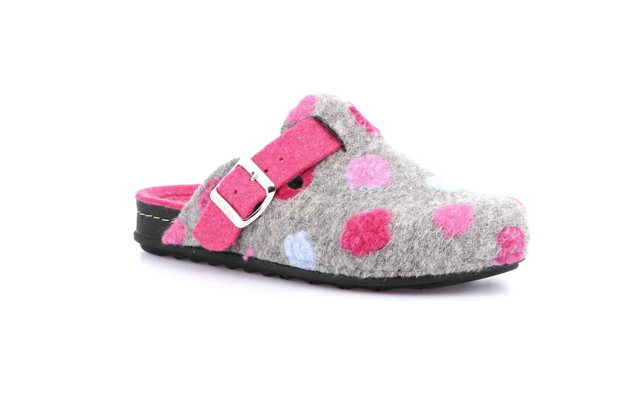 Image of Grünland ciabatta da donna con pois colorati pila grigio/fuxia taglia 36 invernale055