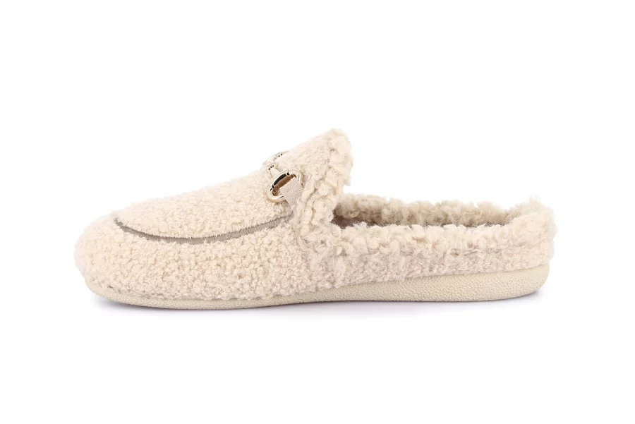 Teddy slipper with horsebit | GLES CI2995 - BEIGE | Grünland