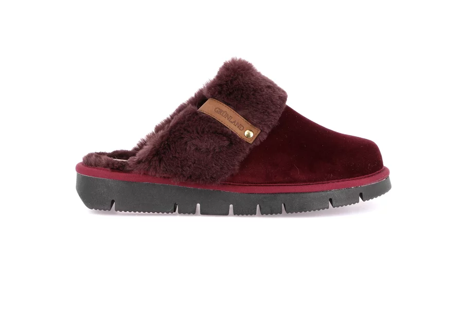 Slipper with Eco-fur LOXI CI3023 - BORDEAUX | Grünland