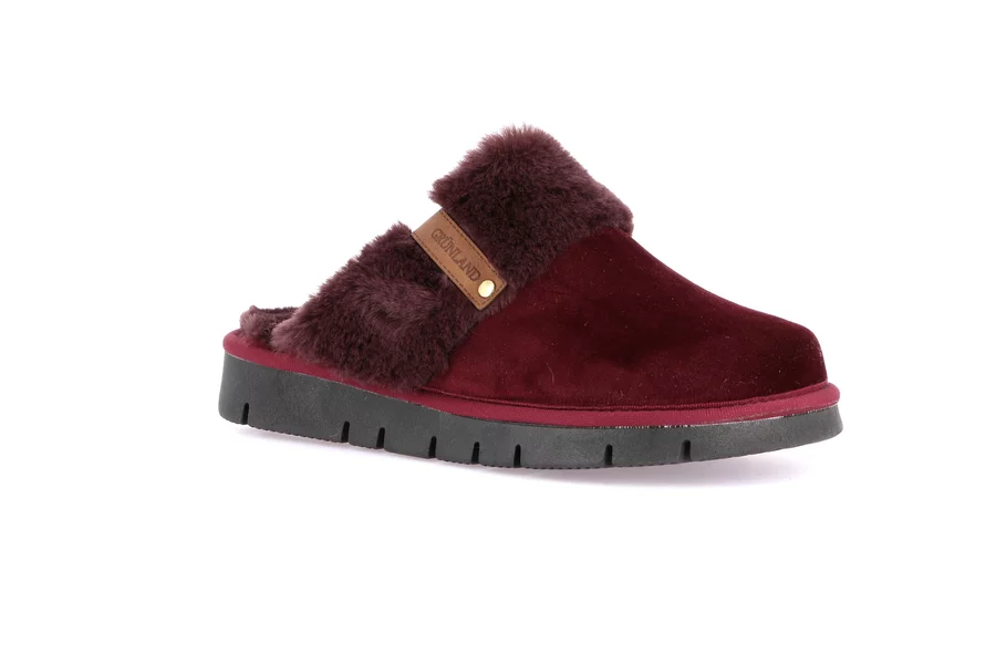 Slipper with Eco-fur LOXI CI3023 - BORDEAUX | Grünland