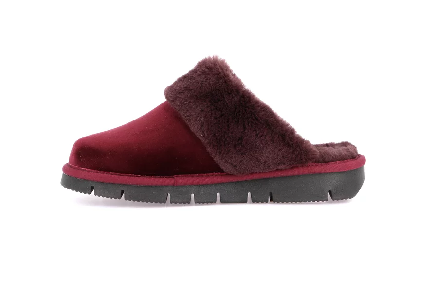 Slipper with Eco-fur LOXI CI3023 - BORDEAUX | Grünland