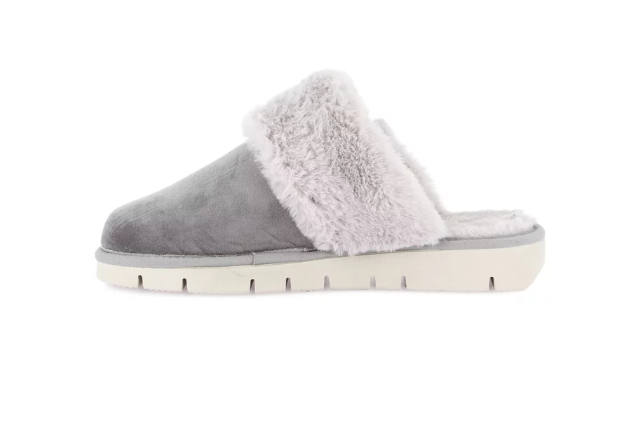 Slipper with Eco-fur LOXI CI3023 - GREY | Grünland