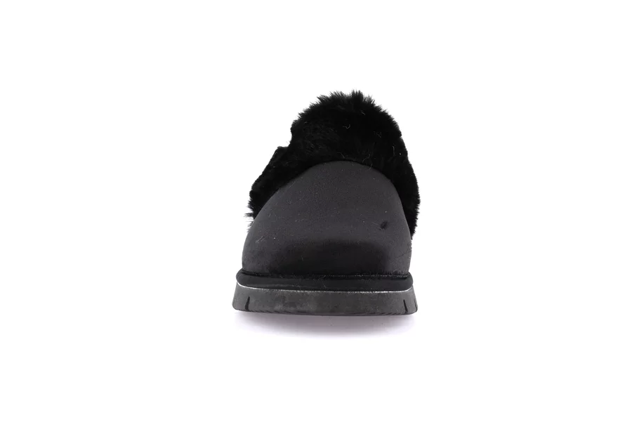 Slipper with Eco-fur LOXI CI3023 - BLACK | Grünland