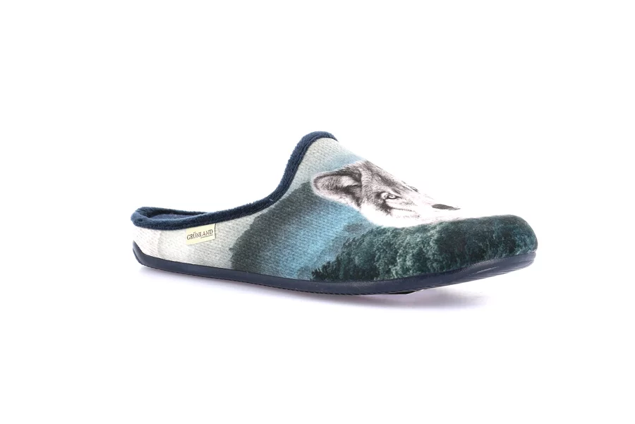 Men's printed slipper | ORMI CI3190 - BLU-MULTI | Grünland