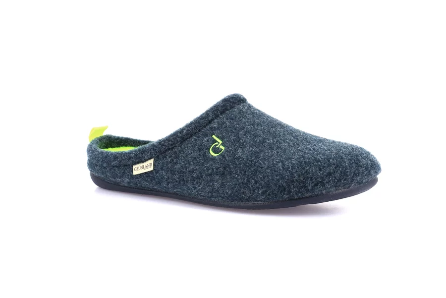 Men's slipper with coloured sole | LECY CI3196 - BLU-LIME | Grünland