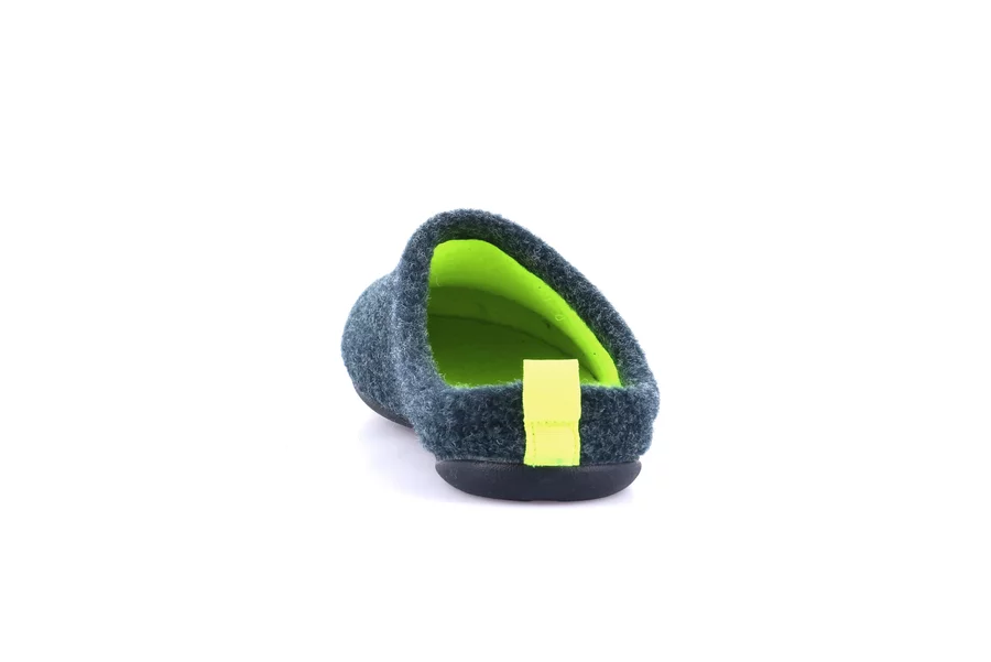 Men's slipper with coloured sole | LECY CI3196 - BLU-LIME | Grünland