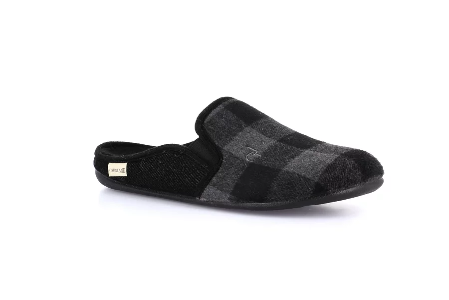 Ciabatta uomo tartan | LECY CI3197 - NERO | Grünland