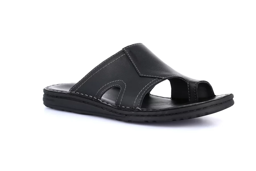 Flip-flop in genuine leather | LAPO CI3505 - BLACK | Grünland