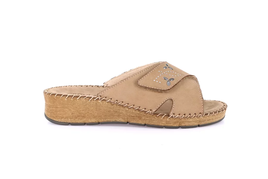 Comfort slipper with handmade stitching | PALO CI3610 - TAUPE | Grünland