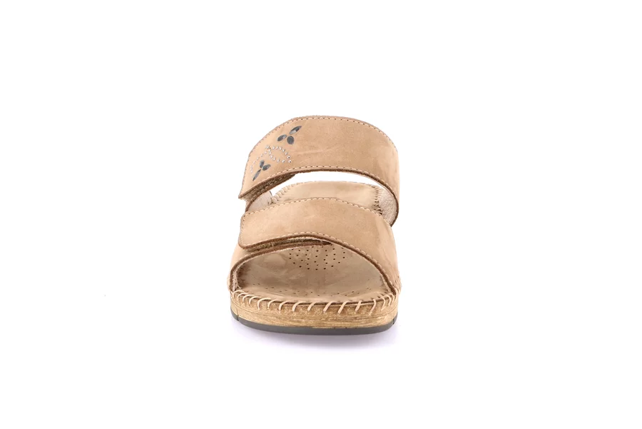 Double band slipper with handmade stitching | PALO CI3611 - TAUPE | Grünland
