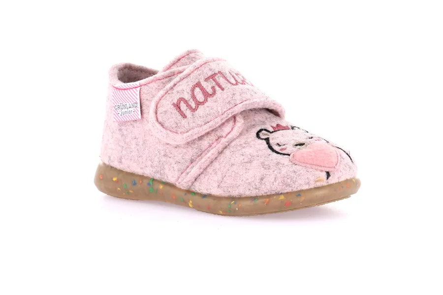 Pantofola bambino in feltro con disegni PA0864 - ROSA | Grünland Junior