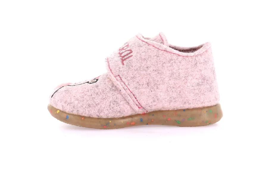 Pantofola bambino in feltro con disegni PA0864 - ROSA | Grünland Junior