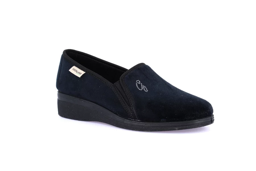 Pantofola slip-on con zeppa | IRAE PA1091 - NERO | Grünland