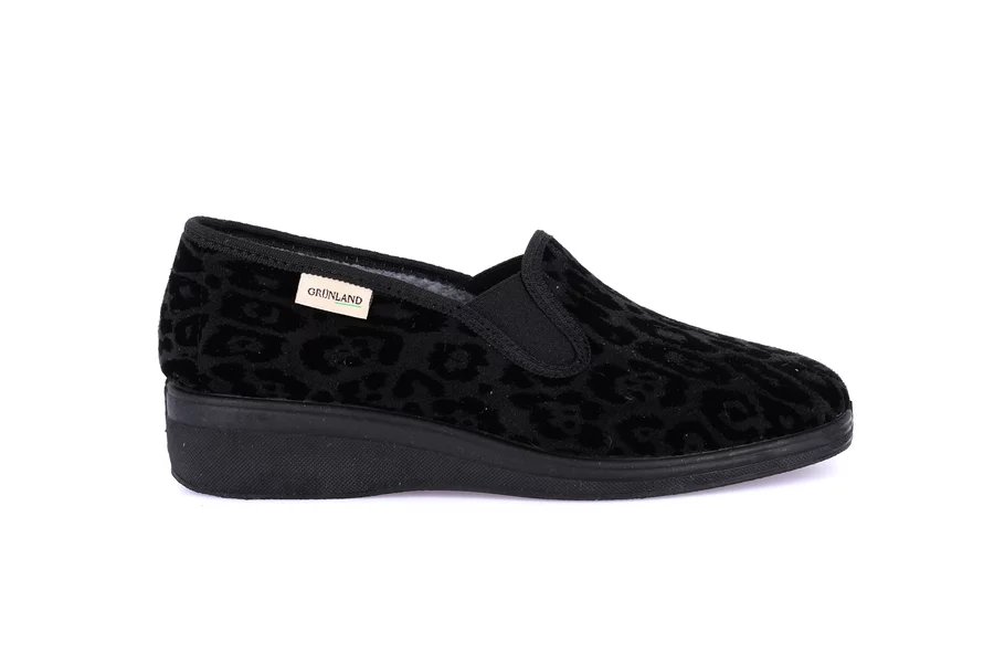 Animalier velvet slipper | IRAE PA1140 - BLACK | Grünland