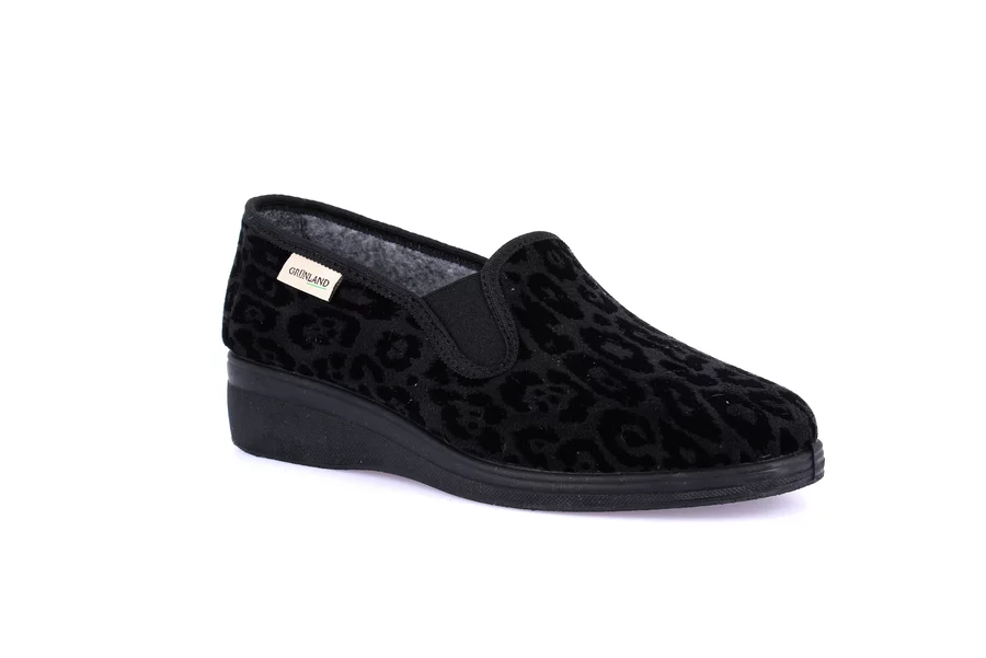 Animalier velvet slipper | IRAE PA1140 - BLACK | Grünland