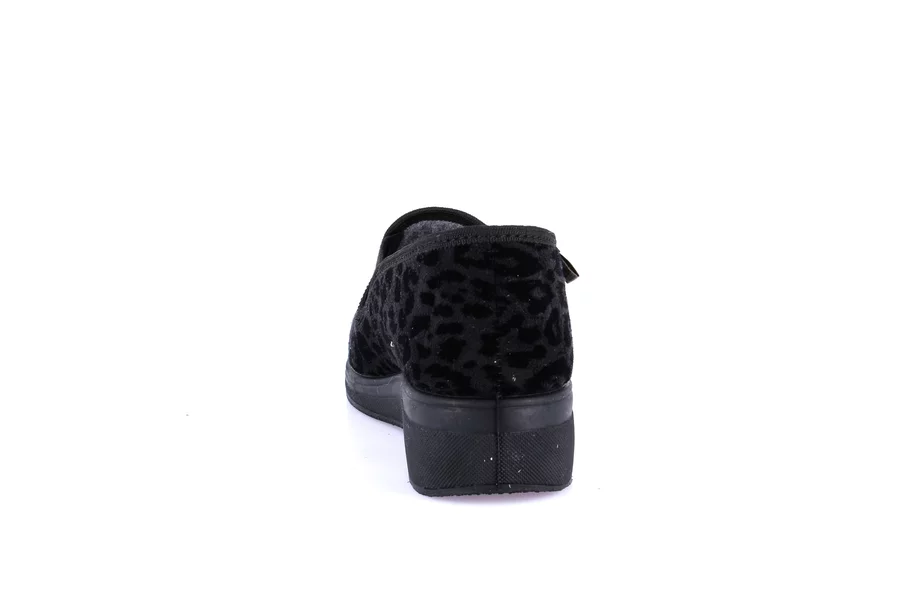 Animalier velvet slipper | IRAE PA1140 - BLACK | Grünland