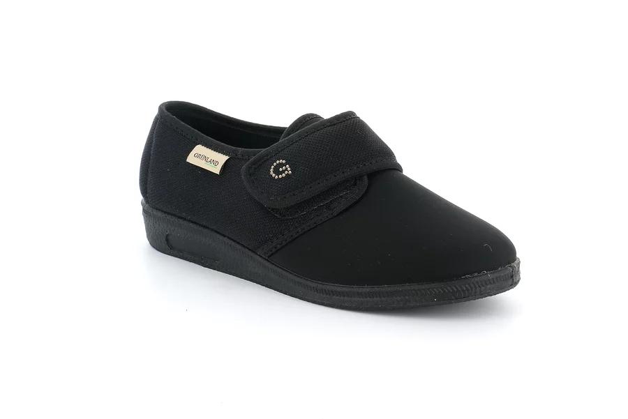 Pantofola comfort a strappo PA1201 - NERO | Grünland