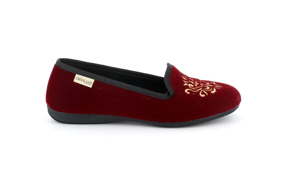 TAXI Slipper with embroidery PA1221 - VINO | Grünland