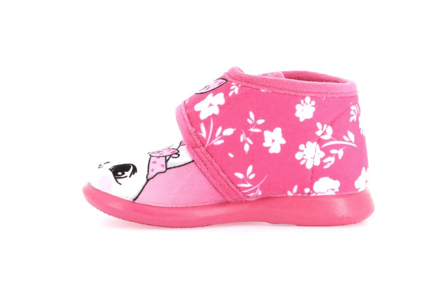 Junior Pantoffel mit Print und Klettverschluss PA1242 - FUCHSIA | Grünland Junior