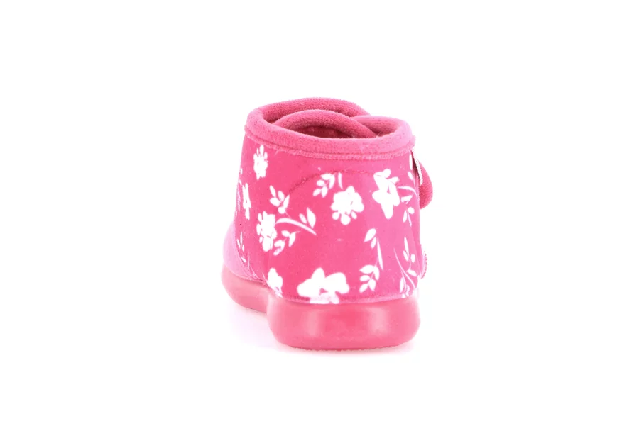 Junior Pantoffel mit Print und Klettverschluss PA1242 - FUCHSIA | Grünland Junior