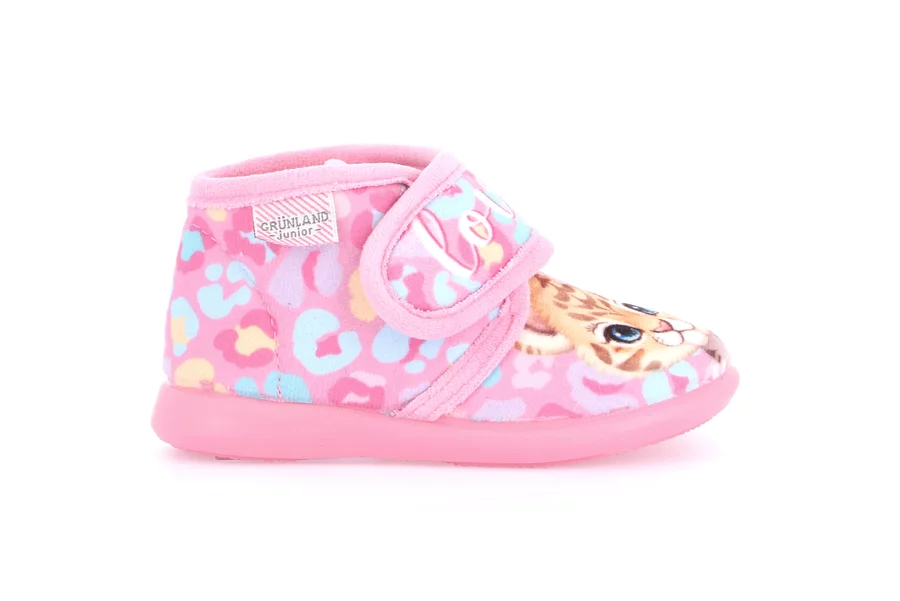 Junior Pantoffel mit Print und Klettverschluss PA1242 - ROSE | Grünland Junior