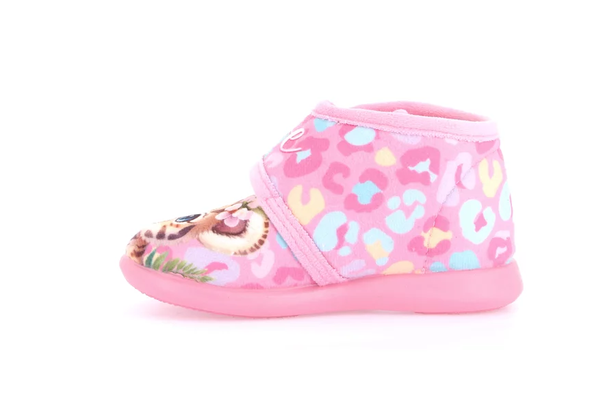 Junior Pantoffel mit Print und Klettverschluss PA1242 - ROSE | Grünland Junior