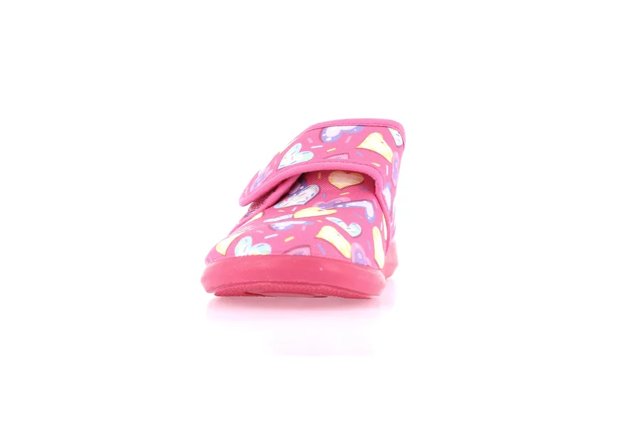 Fabric and patterned house slipper PA1243 - FUXIA | Grünland Junior