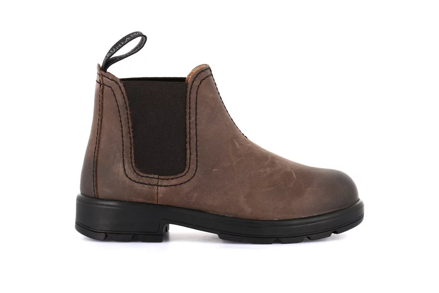 Ankle boots for little boy in genuine leather | STAT PO2051 - MARRONE-T.MORO | Grünland Junior