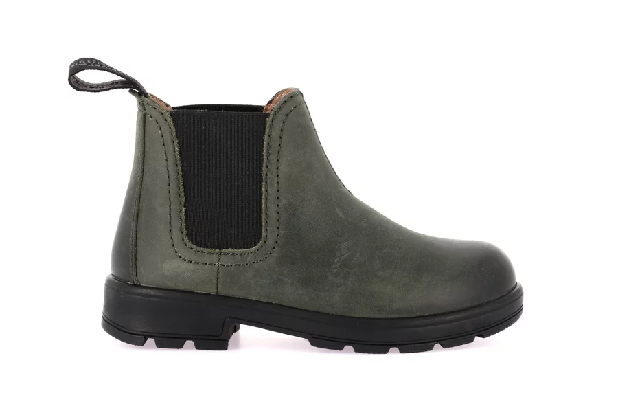 Ankle boots for little boy in genuine leather | STAT PO2051 - OLIVA-NERO | Grünland Junior