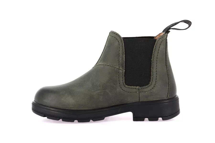 Ankle boots for little boy in genuine leather | STAT PO2051 - OLIVA-NERO | Grünland Junior