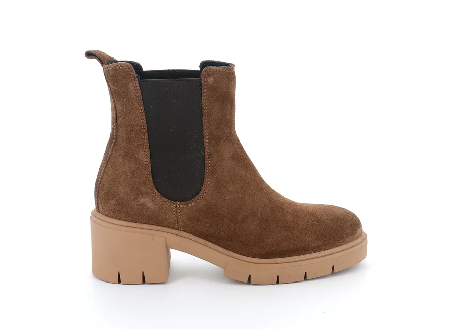 Suede ankle boot with side elastic | ZAME PO2075 - TESTA DI MORO | Grünland