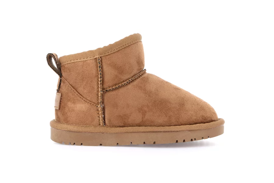 Junior ankle boot in eco fur | CROM PO2100 - CUOIO | Grünland Junior