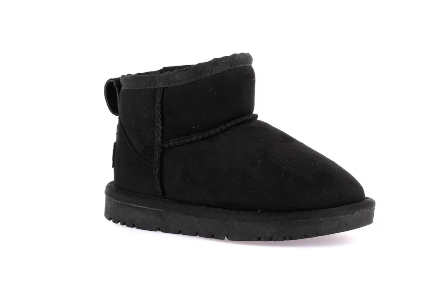 Junior ankle boot in eco fur | CROM PO2100 - BLACK | Grünland Junior