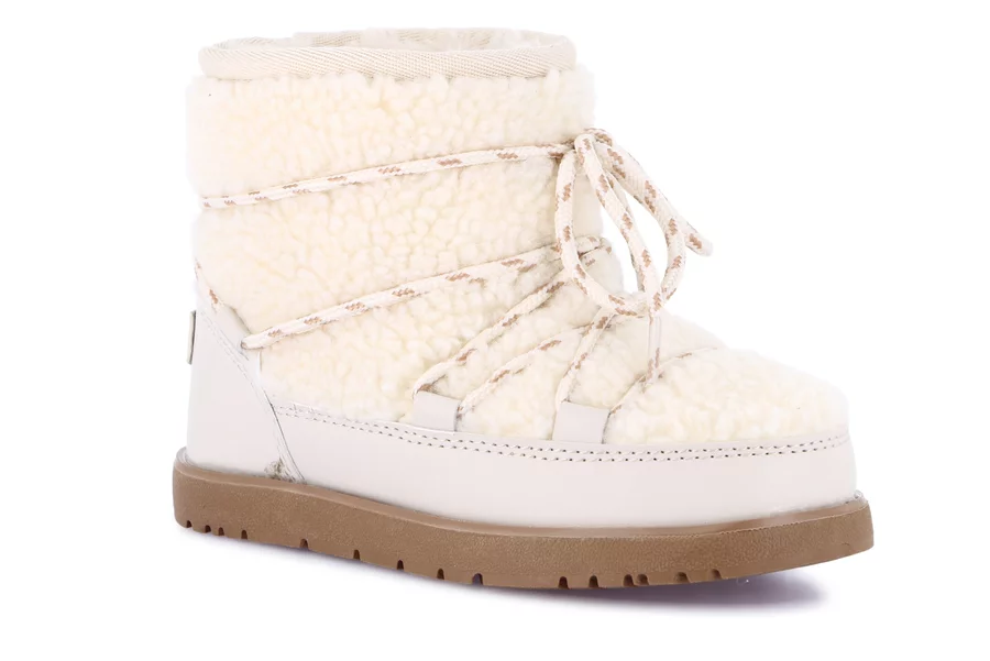 Junior ankle boot in eco fur | CROM PO2101 - BEIGE | Grünland Junior