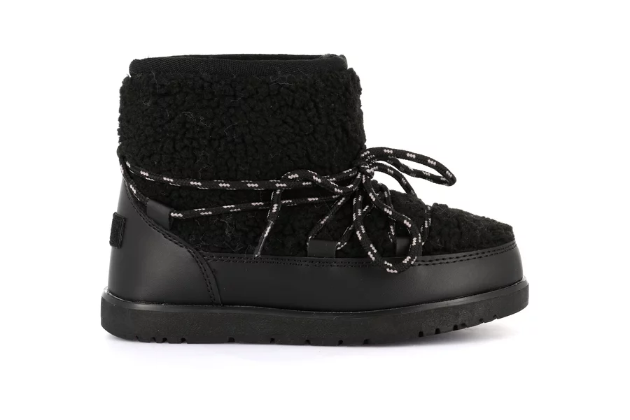 Junior ankle boot in eco fur | CROM PO2101 - BLACK | Grünland Junior