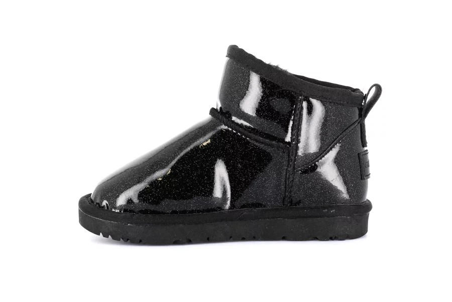 Stiefelette aus weichem Lackleder PO2141 - SCHWARZ | Grünland Junior