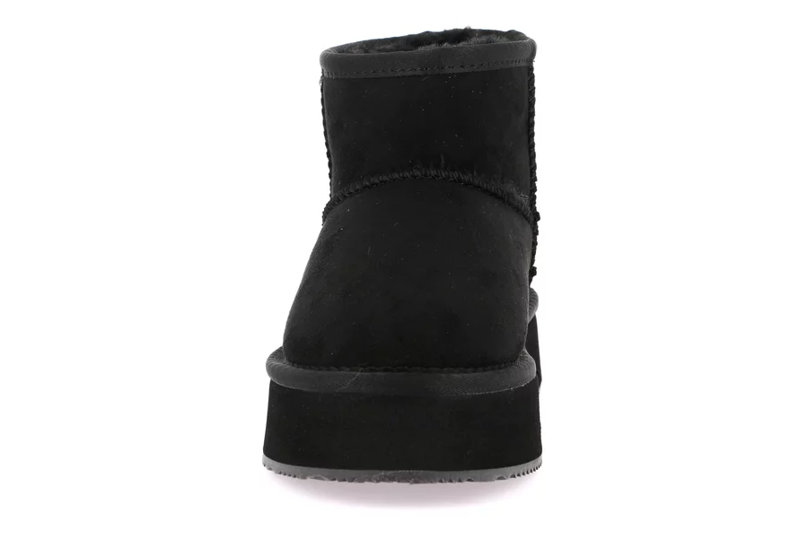 Faux fur ankle boot with light wedge heel PO2145 - BLACK | Grünland Junior