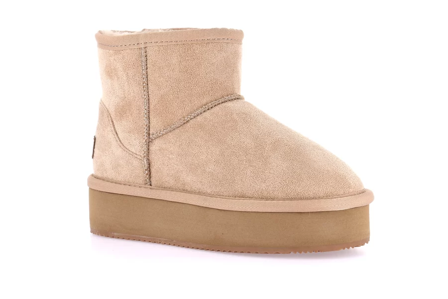 Faux fur ankle boot with light wedge heel PO2145 - TAUPE | Grünland Junior